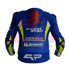 Alex Rins Suzuki Ecstar MotoGP Motorbike Racing Leather Biker Jacket Back View