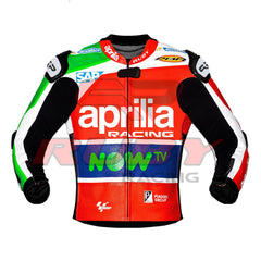 Aprilia Men Motorbike Racing Leather Biker Jacket front view