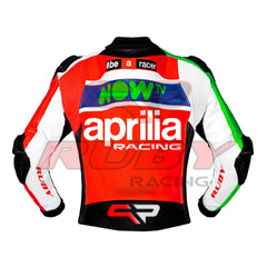 Aprilia Men Motorbike Racing Leather Biker Jacket back view