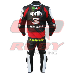 Aprilia Men Motorbike Racing Leather Suit Back View