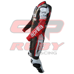 Aprilia Men Motorbike Racing Leather Suit Left View