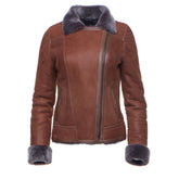 B3 RAF Bomber Brown Aviator Pilot Flying Fur Shearling Men Leather Jacket