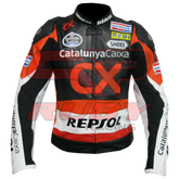 CX Repsol Motorbike Racing Leather Biker Jacket front view
