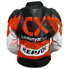 CX Repsol Motorbike Racing Leather Biker Jacket Back View