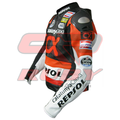 CX Repsol Motorbike Racing Leather Biker Jacket Left View