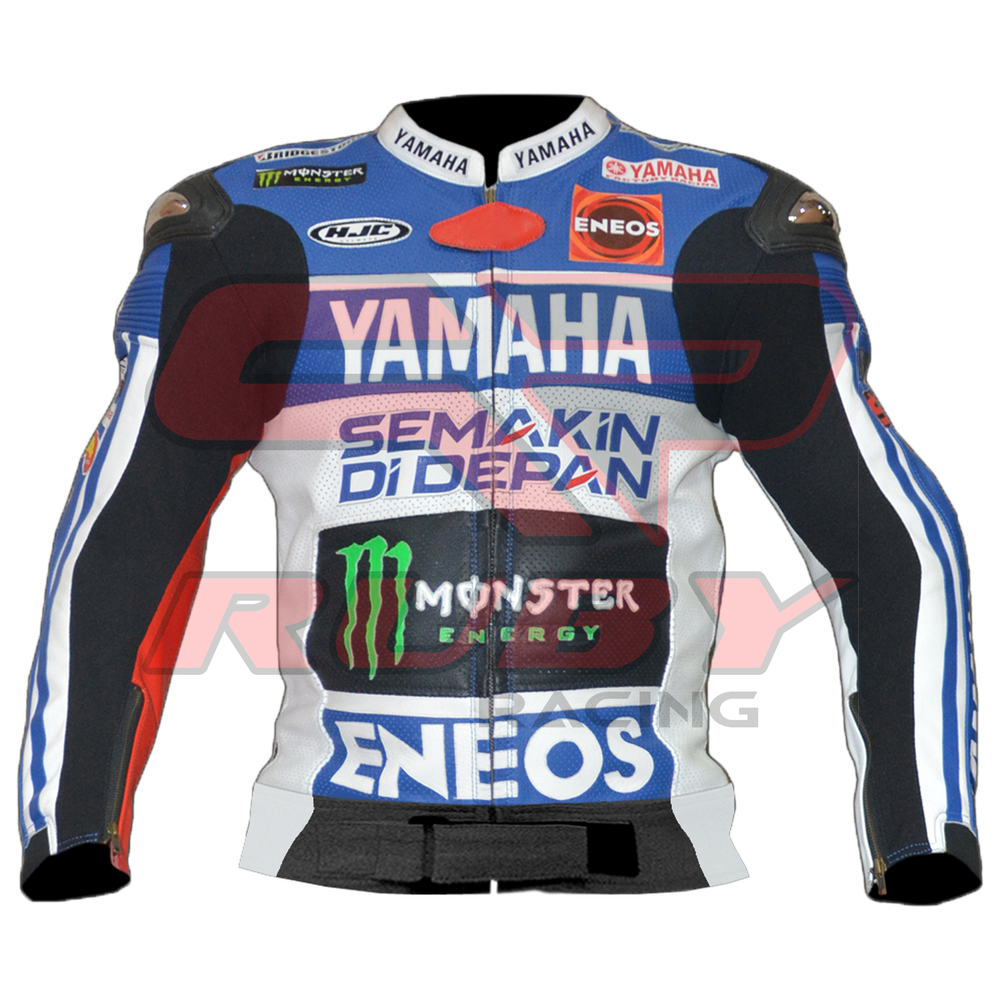 Jorge Lorenzo Motorbike Racing Leather Biker Jacket Front View