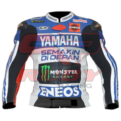 Jorge Lorenzo Motorbike Racing Leather Biker Jacket Front View