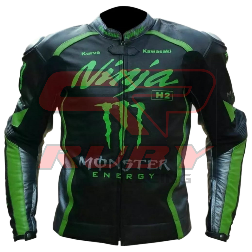 Ninja H2 Racing Leather Biker Jacket Front Side