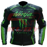 Ninja H2 Racing Leather Biker Jacket Front Side