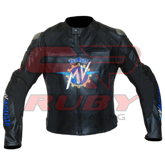 MV Agusta Motorbike Racing Black Leather Biker Jacket Front