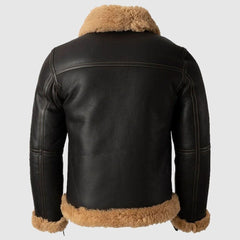 B3 RAF Black Leather Pilot Aviator Jacket Back
