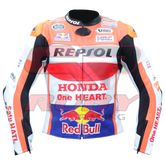 Marc Marquez Honda Repsol Motorbike Racing Leather Biker Jacket Front