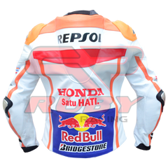 Marc Marquez Honda Repsol Motorbike Racing Leather Biker Jacket Back