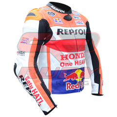 Marc Marquez Honda Repsol Motorbike Racing Leather Biker Jacket Right
