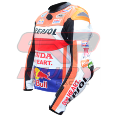 Marc Marquez Honda Repsol Motorbike Racing Leather Biker Jacket Left