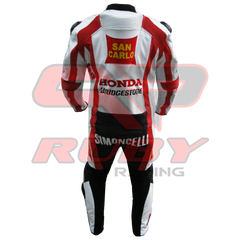 Marco Simoncelli Motorbike Racing Leather Suit Back View