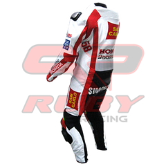 Marco Simoncelli Motorbike Racing Leather Suit Back View-2