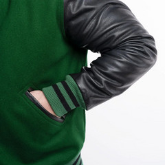 Mens Green Black Varsity Jacket Sleeves