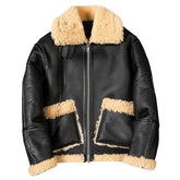 Men's Black B3 Bomber Aviator Sheepskin Shearling Leather Jacket - Winter Warmth