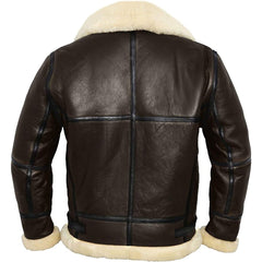Mens B3 Brown White Aviator Jacket Back