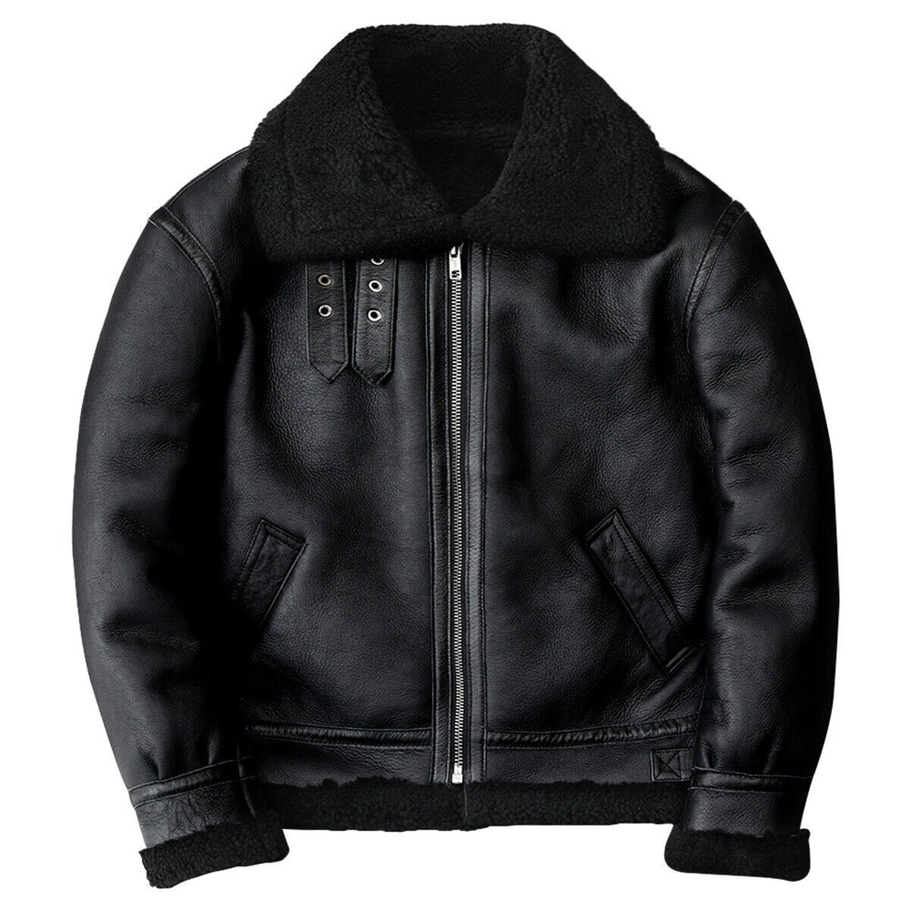 Black Plain Aviator Jacket Front