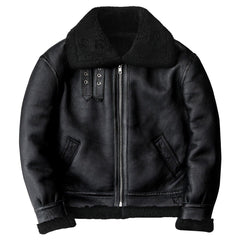 Black Plain Aviator Jacket Front