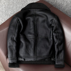 Black Plain Aviator Jacket Back