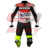 Repsol Motorbike Racing Leather Biker Suit Front View