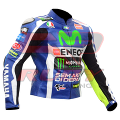 Valentino Rossi VR46 Motorbike Racing Leather Jacket Front Sideways