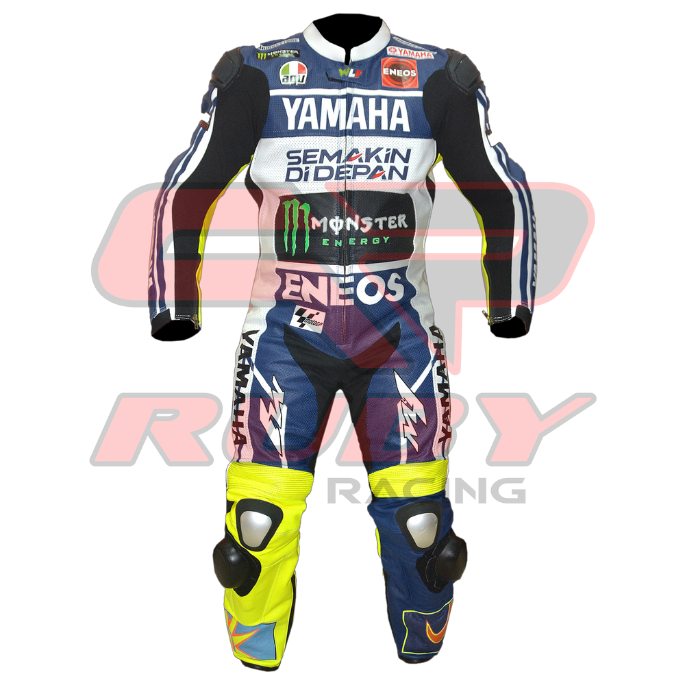 Rossi MotoGP Racing Leather Suit Front View