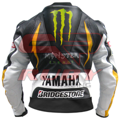 Mens Motorbike Racing Leather Biker Jacket Back