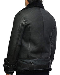 Ruby Mens Black Aviator Jacket Back