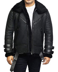 Ruby Mens Black Aviator Jacket Front