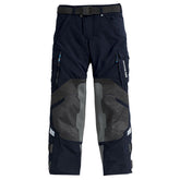 BMW GS Rallye 3 Pro motorcycle touring pants blue front view with reinforced knee protection and adventure riding design