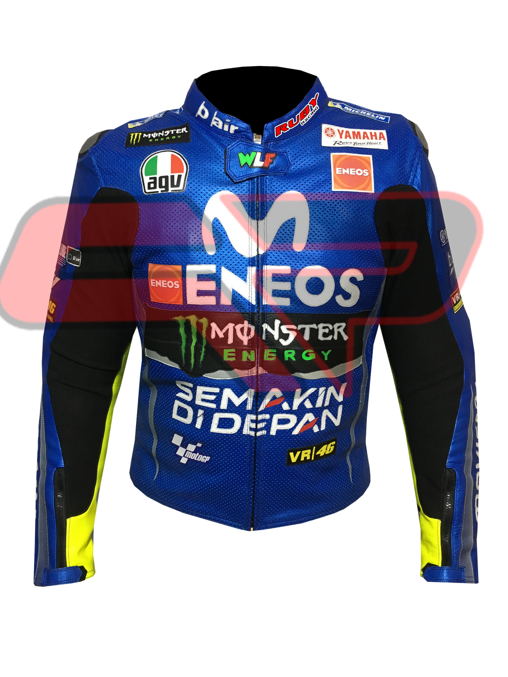 Valentino Rossi Motorbike Racing Leather Biker Jacket Front