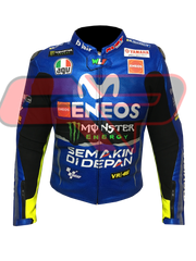 Valentino Rossi Motorbike Racing Leather Biker Jacket Front