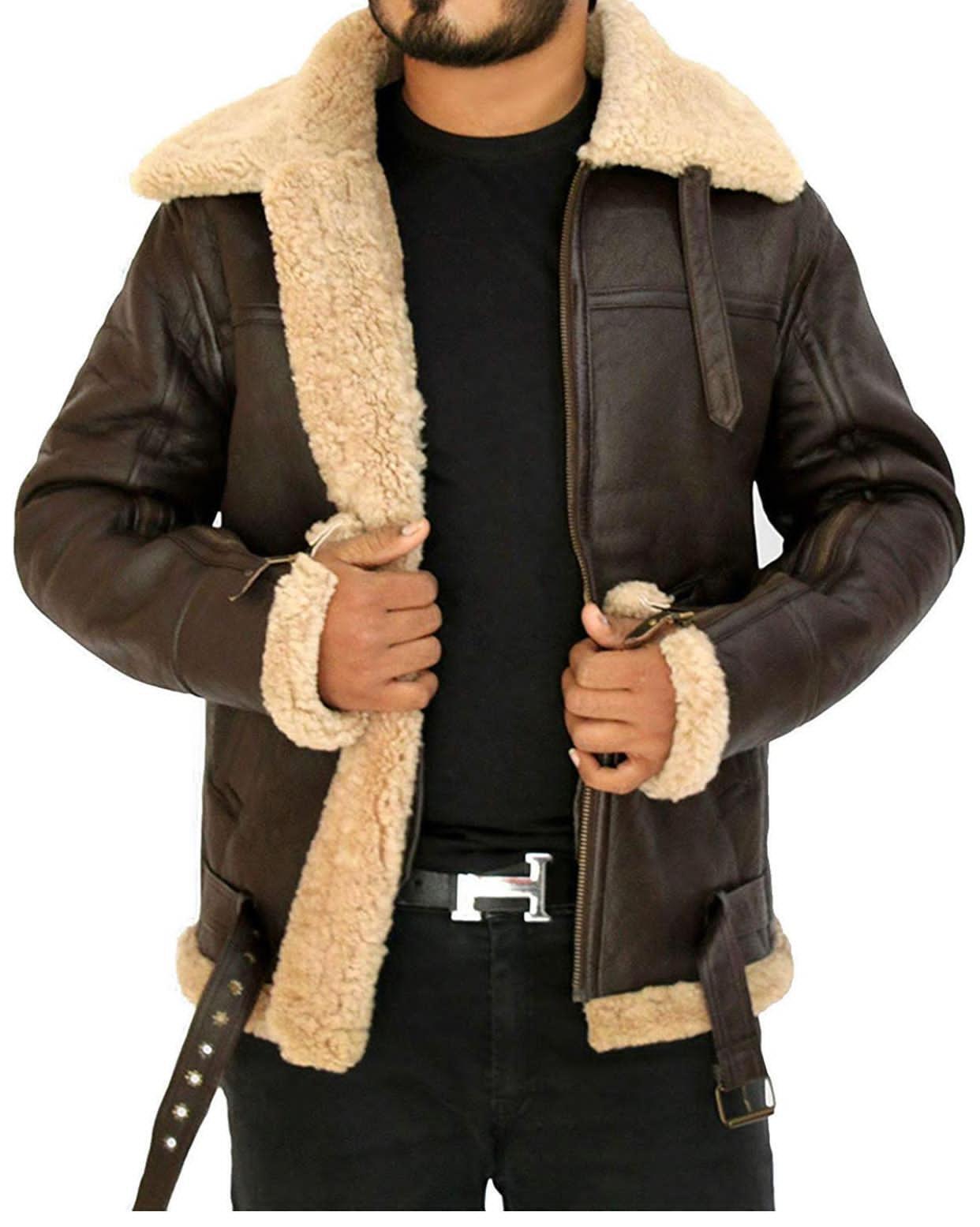 Mens Brown Leather Bomber Aviator Jacket – Ruby Racing