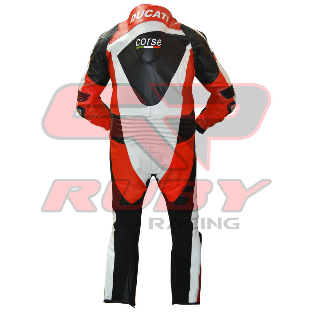 Ducati Corse Men One Piece Motorbike Racing Leather Suit Back