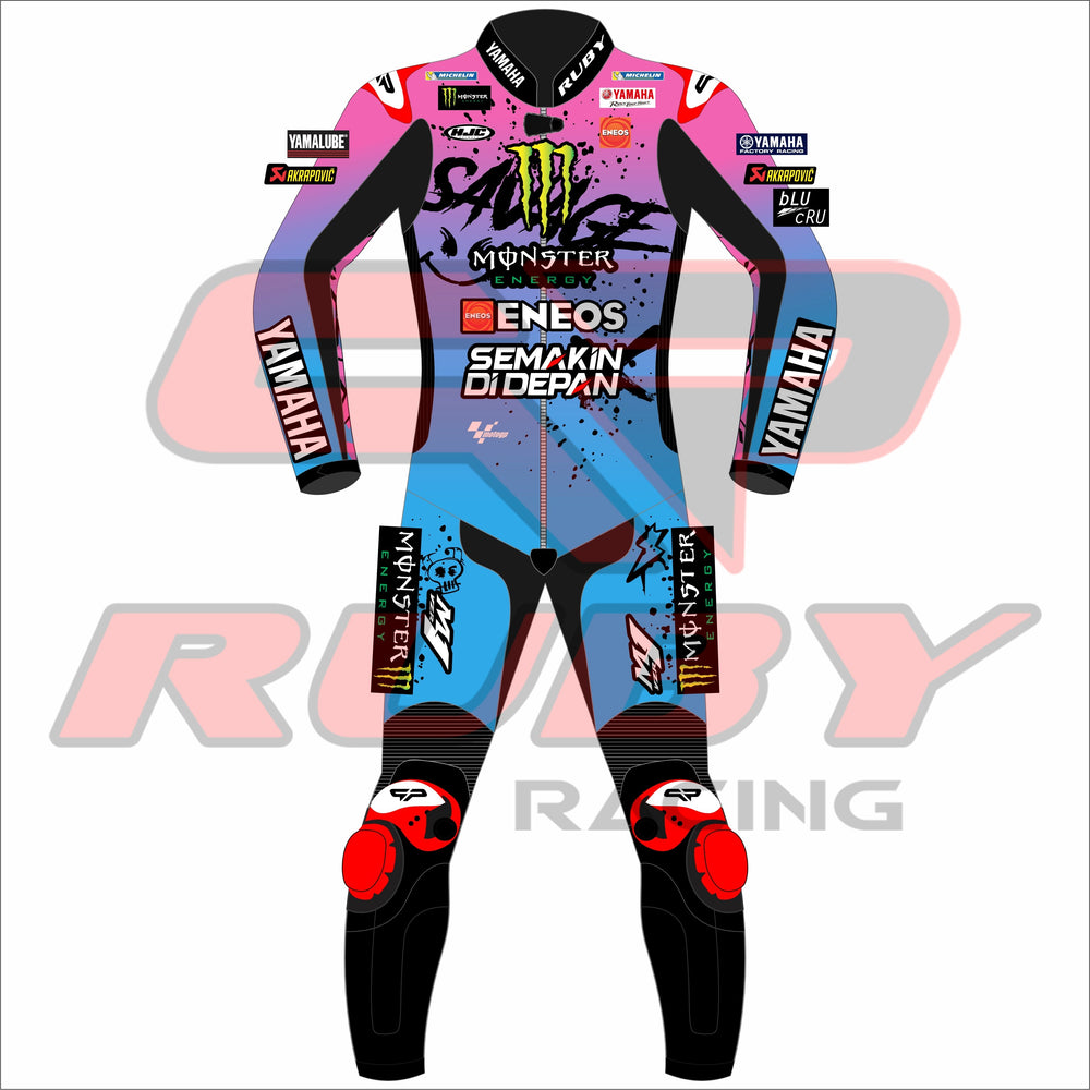 Fabio Quartararo Yamaha 2024 FrenchGP Motorbike Racing Leather Suit Front View