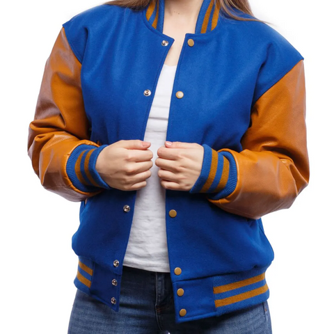 Navy Blue Letterman Jacket Wool