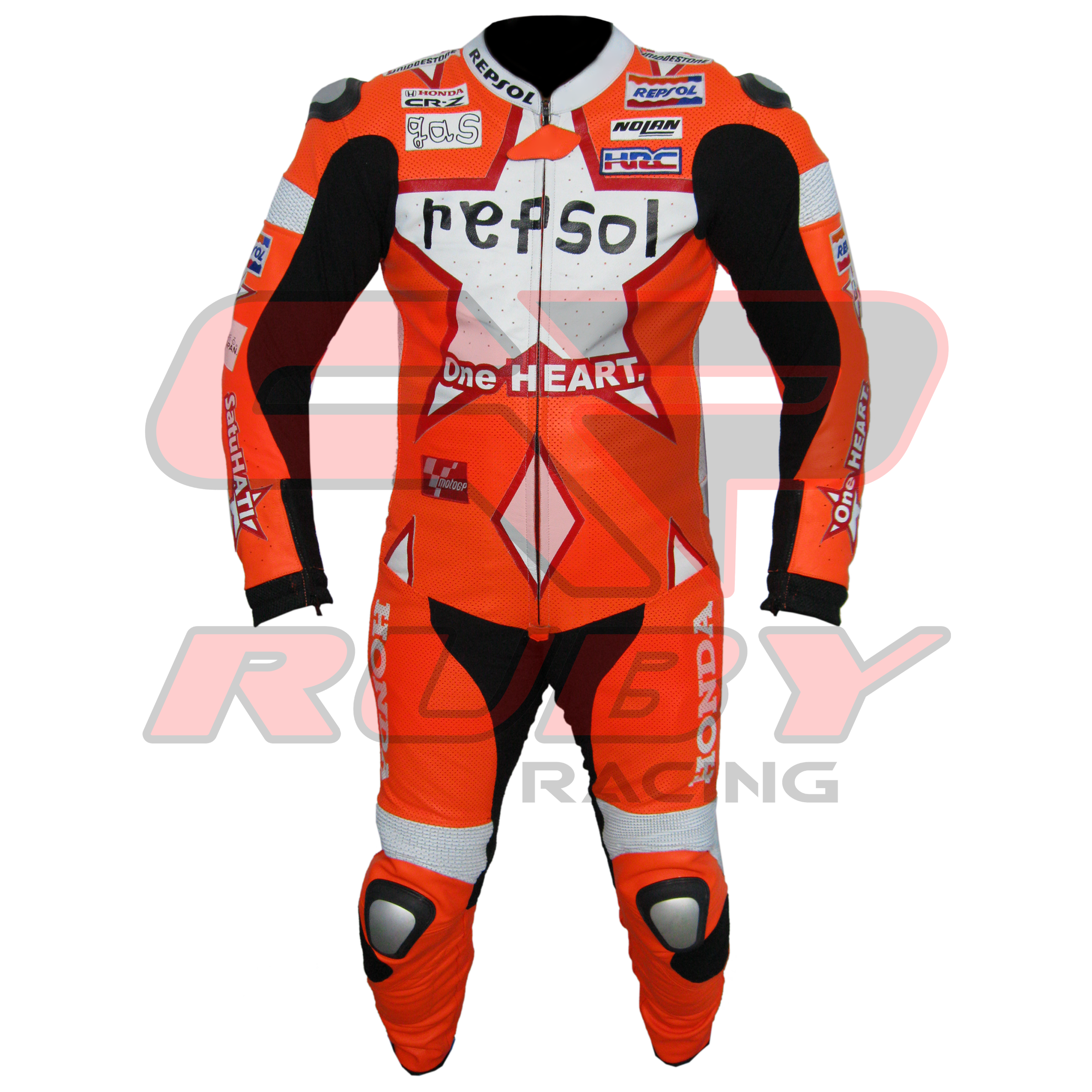 Honda Repsol MotoGP Racing Leather Suit Front View