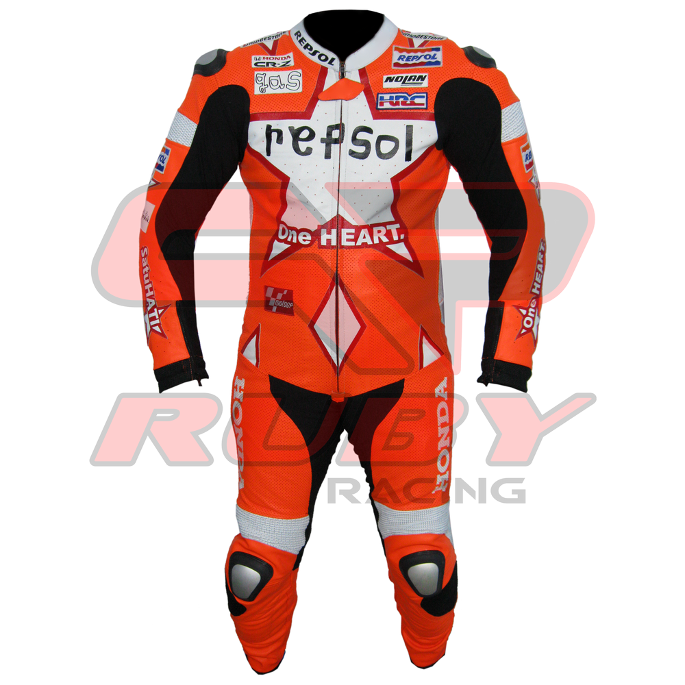 Honda Repsol MotoGP Racing Leather Suit Front View