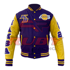 Kobe Bryant Los Angeles Lakers Basketball Varsity Wool Leather Letterman Jacket Front-1