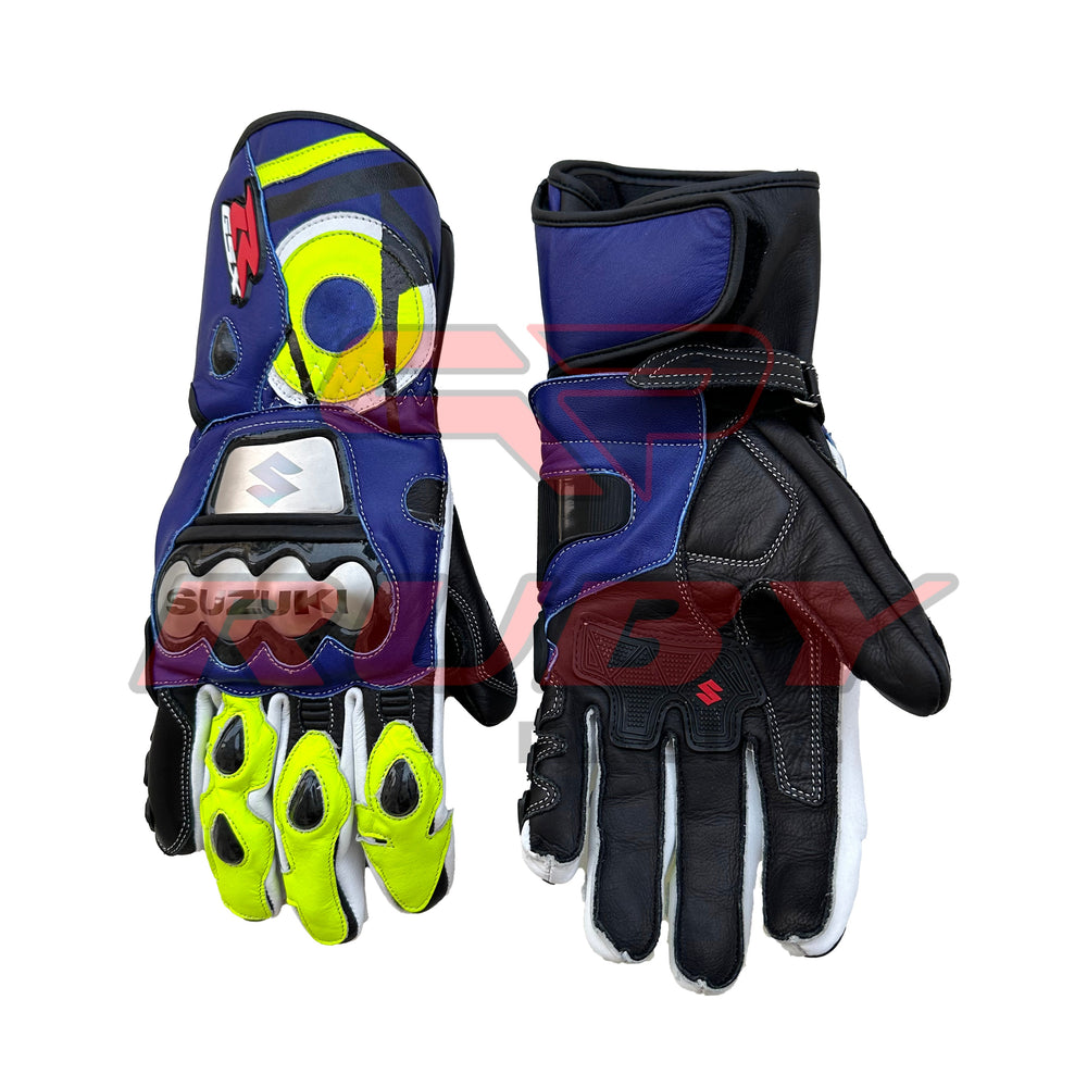 Suzuki GSX Leather Motorbike Racing Gloves