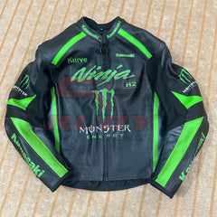Ninja H2 Racing Leather Biker Jacket Front Side