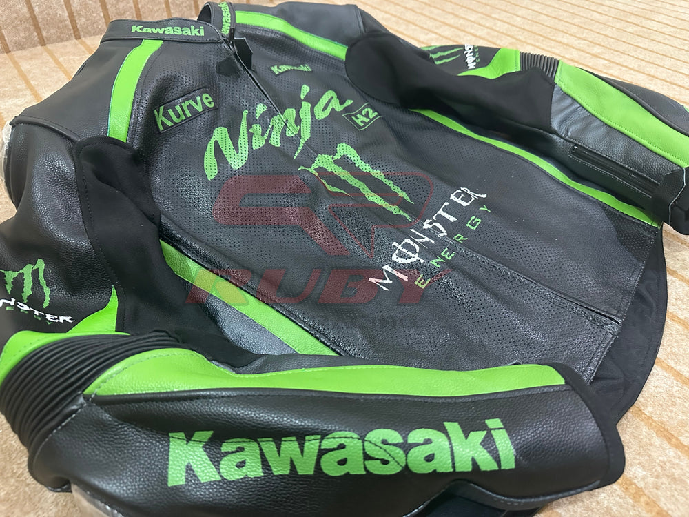 Ninja H2 Racing Leather Biker Jacket Side View