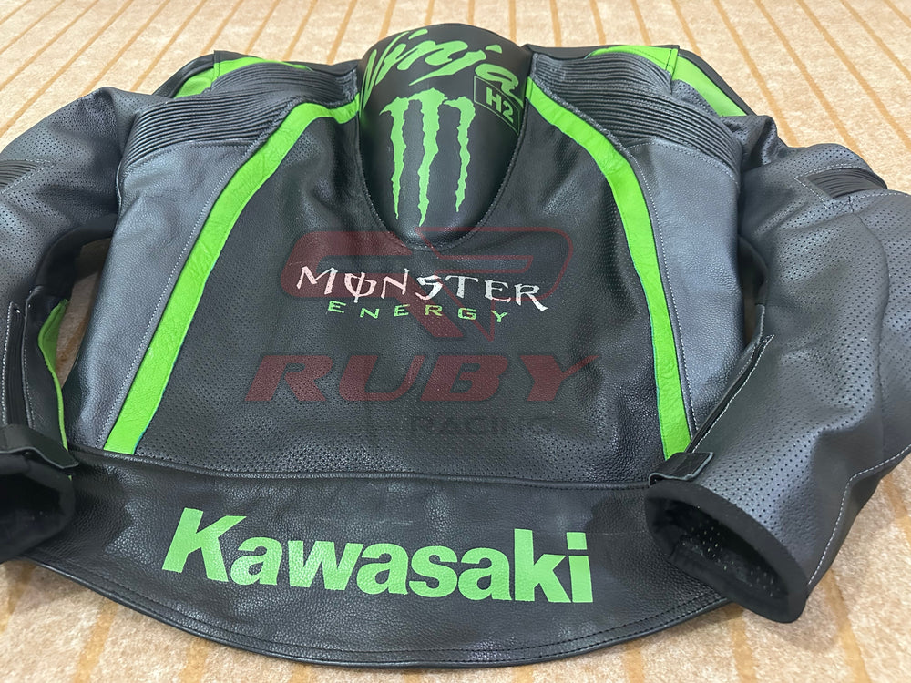 Ninja H2 Racing Leather Biker Jacket Back View-2