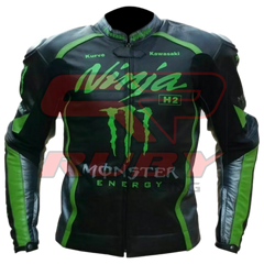 Ninja H2 Racing Leather Biker Jacket Front Side