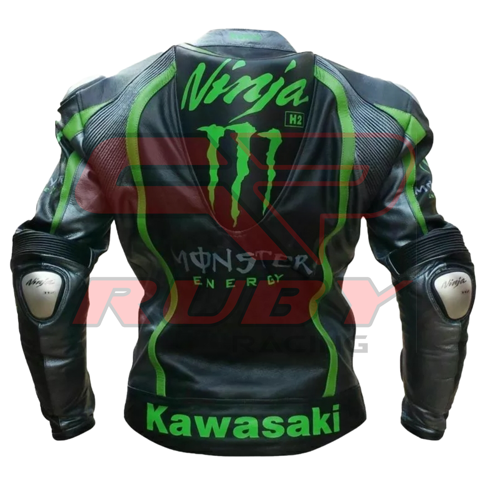 Ninja H2 Racing Leather Biker Jacket Back Side