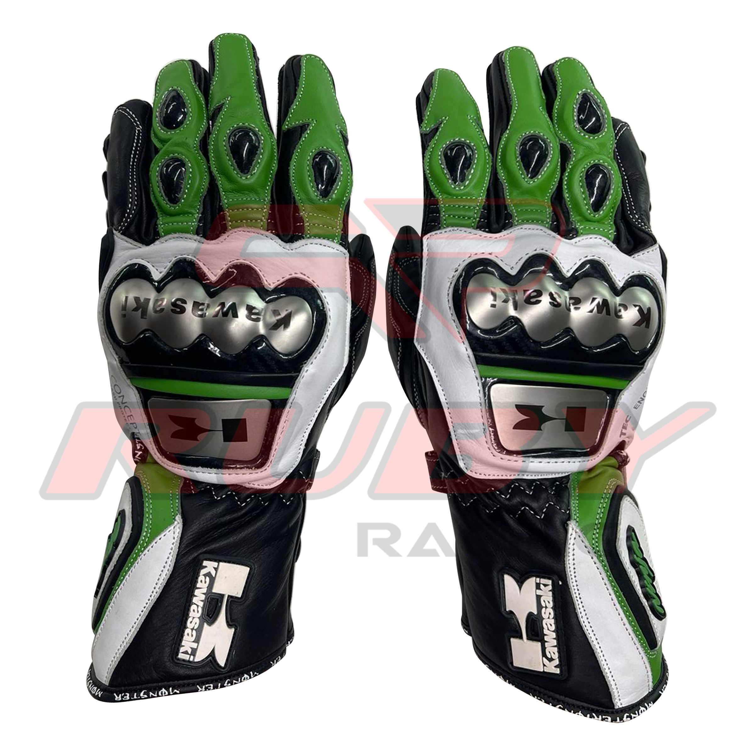 KNinja Motorbike Racing Leather Gloves Front